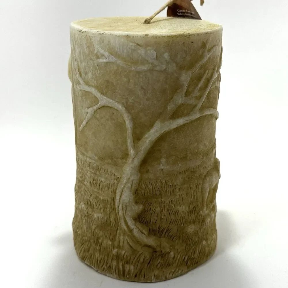 Animal Spirits Hand Carved Elephant Pillar Candle • New w/ Tag • Retro Y2K Decor